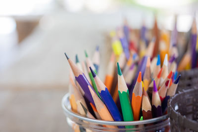 Close-up of colored pencils