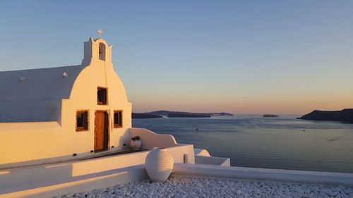 Scenic view of sea against clear sky
