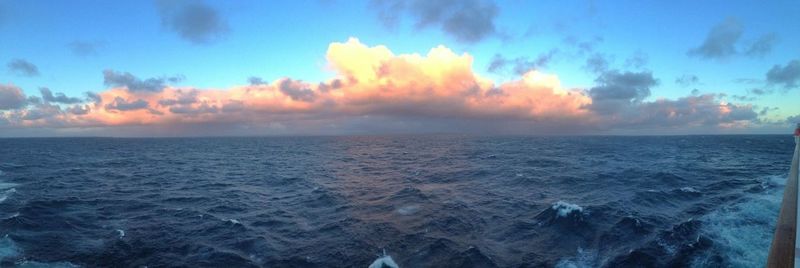 Scenic view of sea against cloudy sky