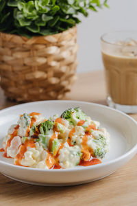 Close-up of food in plate on table