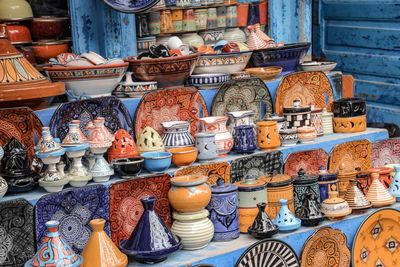 View of pottery for sale in market