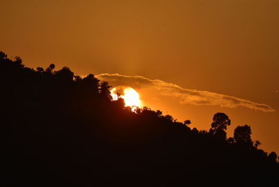 Silhouette trees against sky during sunset