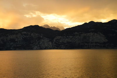 Scenic view of sea during sunset