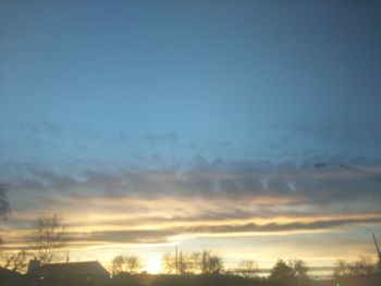 Silhouette trees against sky at sunset