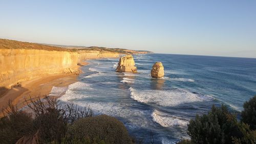 Scenic view of sea against clear sky