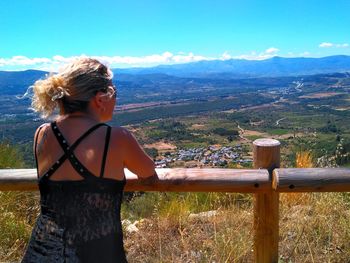 Rear view of woman looking at view