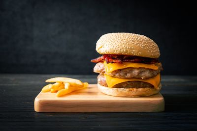 Close-up of food on cutting board