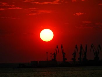 Silhouette of moon at sunset