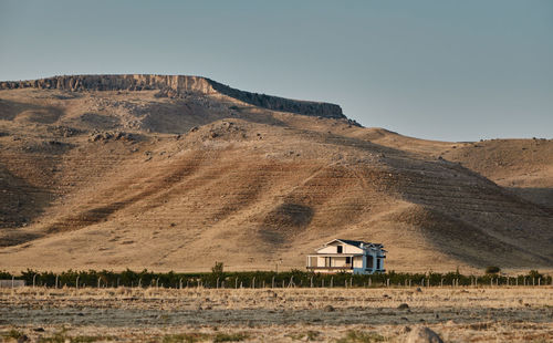 Scenic view of mountain against clear sky