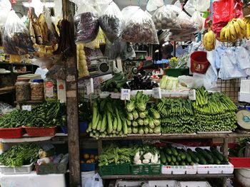 Various vegetables for sale in market stall