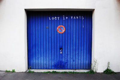 Close-up of closed garage door