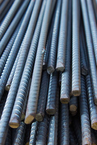 Close-up of rods in factory