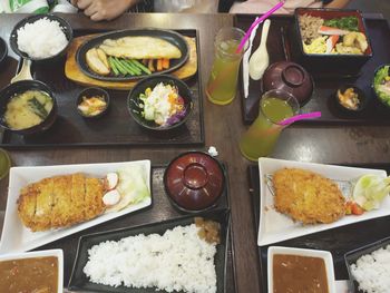 Close-up of food served on table