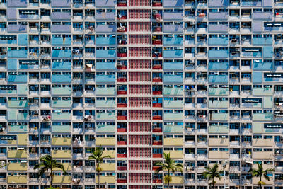 Full frame shot of colorful apartment building