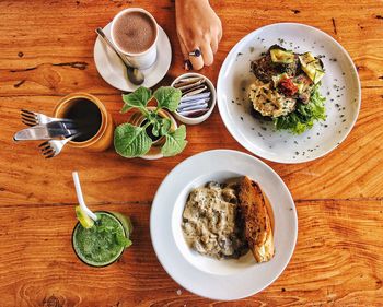 High angle view of food on table