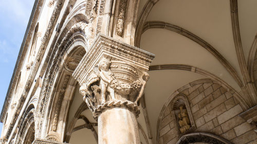 Low angle view of statue in temple against building