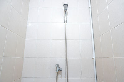 High angle view of shower in bathroom