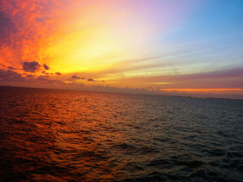 Scenic view of sea at sunset