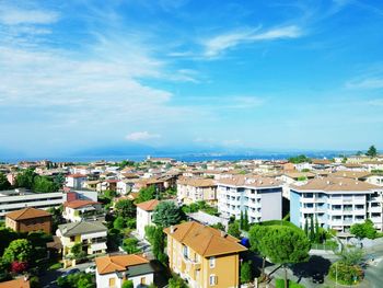 High angle view of townscape against sky