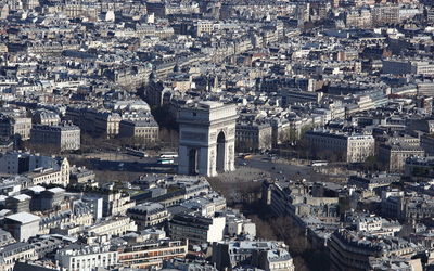 High angle view of buildings in city