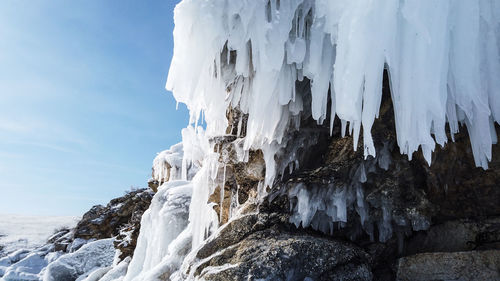 Frozen lake baikal in winter.