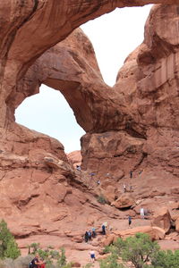 Low angle view of rock formations