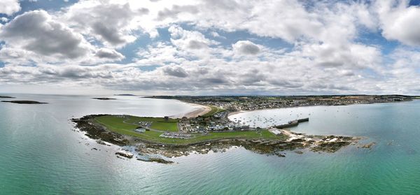 Aerial view of sea against sky