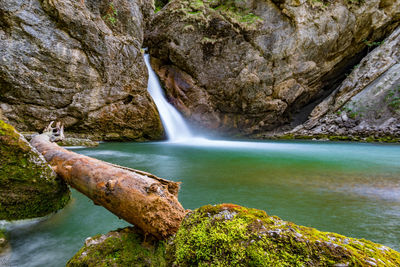 Scenic view of waterfall