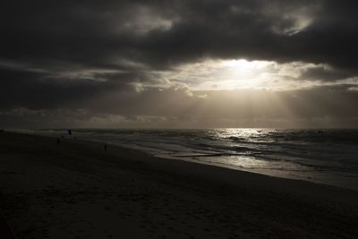 Scenic view of beach against sky during sunset