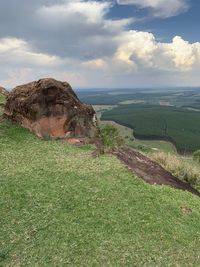 Scenic view of land against sky