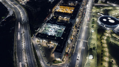 Top view of the suburbs at night