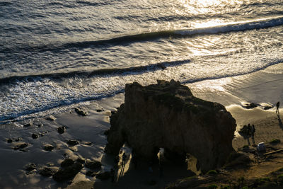 High angle view of sea during winter