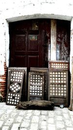 Closed door of old building