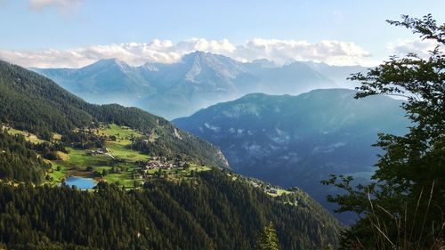 Scenic view of mountains against sky