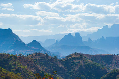 Amazing landscape view of african landscape, simien mountains in ethiopia