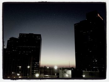 Illuminated buildings at night