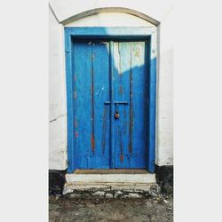Closed blue door