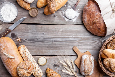 High angle view of bread on table