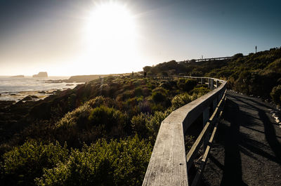 Scenic view of landscape against clear sky on sunny day