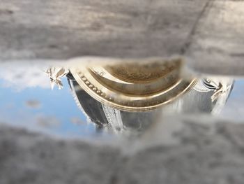 Close-up of metal on table