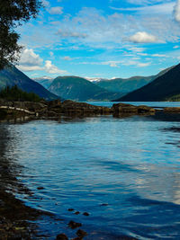 Scenic view of lake against sky