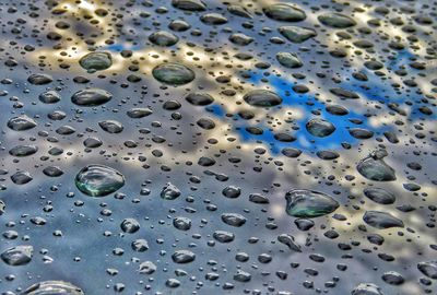 Full frame shot of wet glass window