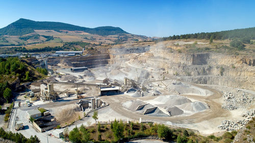 High angle view of landscape against clear sky