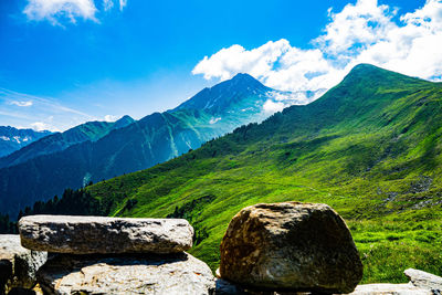 Scenic view of mountains against sky