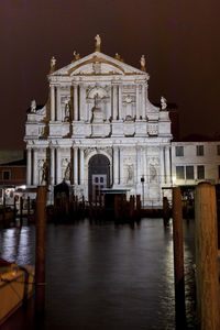 View of temple building against sky at night