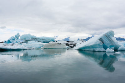 Scenic view of frozen lake against sky