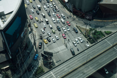 High angle view of traffic on road