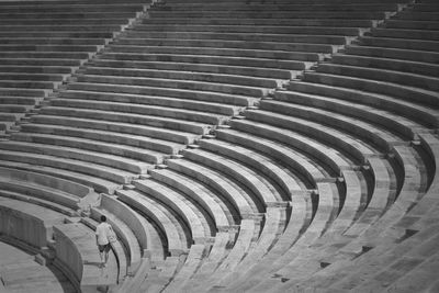 High angle view of man walking at amphitheater