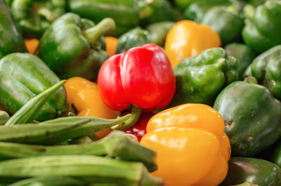 Close-up of multi colored bell peppers