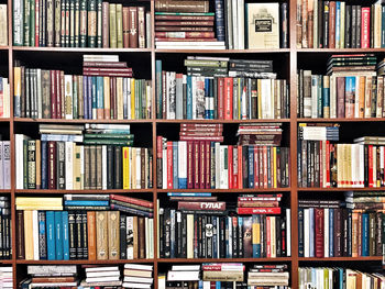 Full frame shot of books in shelf